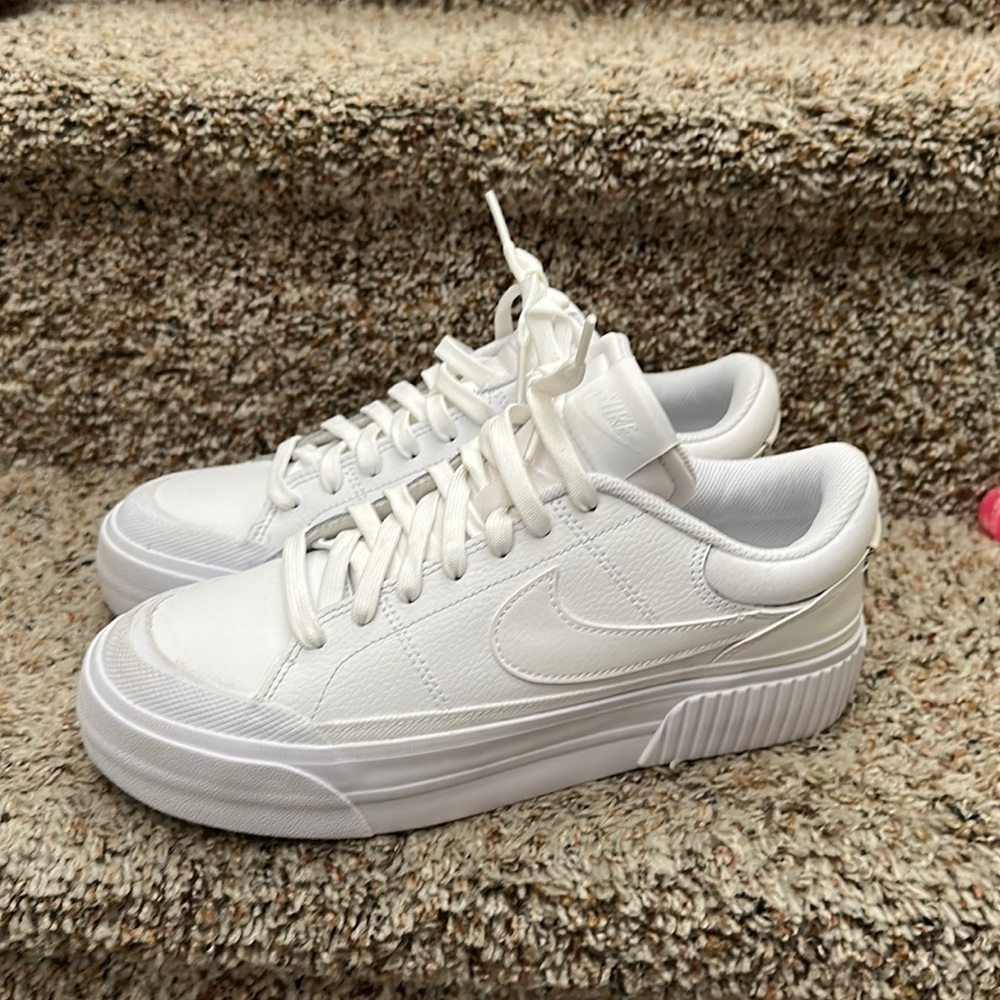 White Nike Court Legacy Lift Platforms